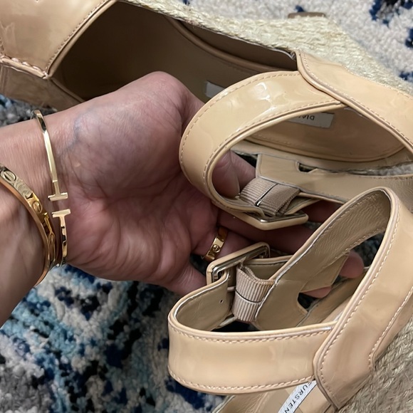 Diane von Furstenberg Nude Sudan Patent Wedge Espadrilles Sandals sz 8.5M - Picture 11 of 16